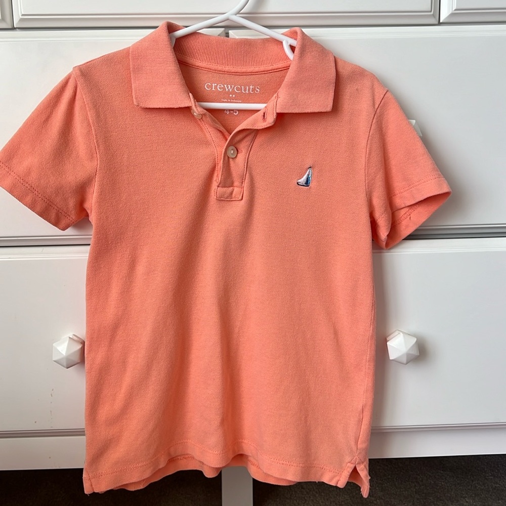 Crewcuts boys light orange polo with small sailboat embroidery on chest Size 4-5